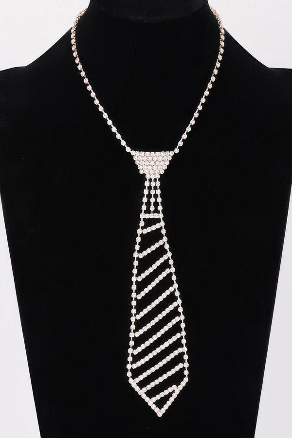 Rhinestone Necktie Necklace - | SmartBuyApparel
