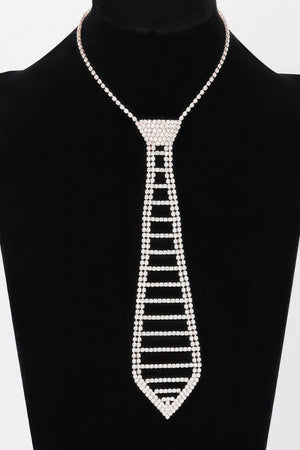 Rhinestone Necktie Necklace - | SmartBuyApparel