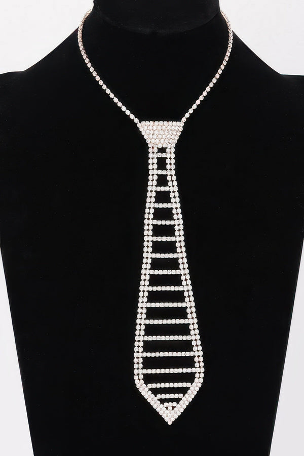 Rhinestone Necktie Necklace - | SmartBuyApparel