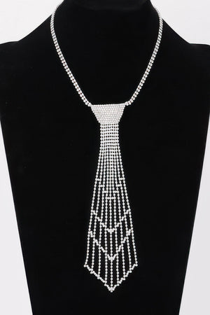 Rhinestone Necktie Necklace - | SmartBuyApparel