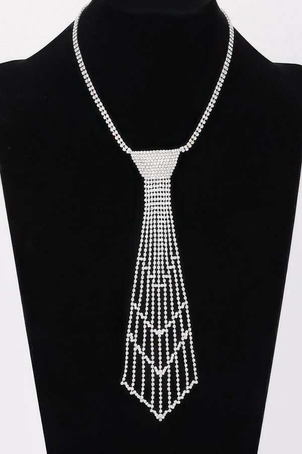 Rhinestone Necktie Necklace - | SmartBuyApparel