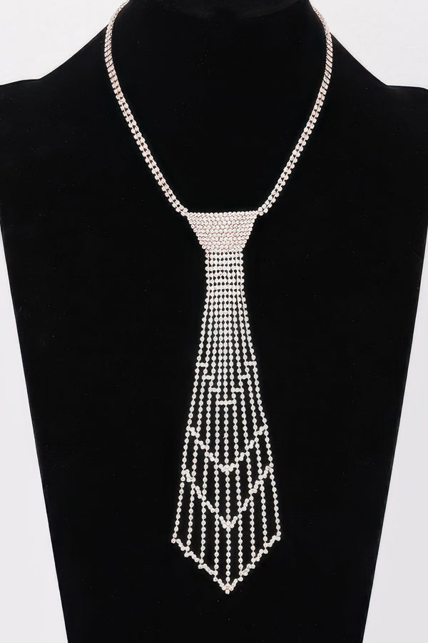 Rhinestone Necktie Necklace - | SmartBuyApparel