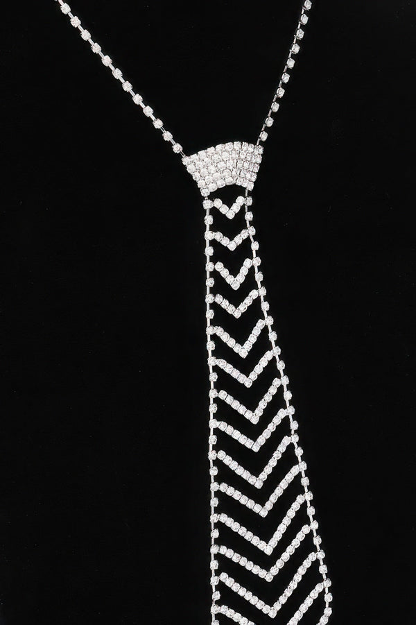 Rhinestone Necktie Necklace - | SmartBuyApparel