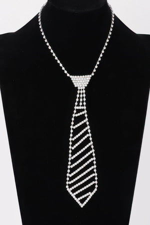 Rhinestone Necktie Necklace - | SmartBuyApparel