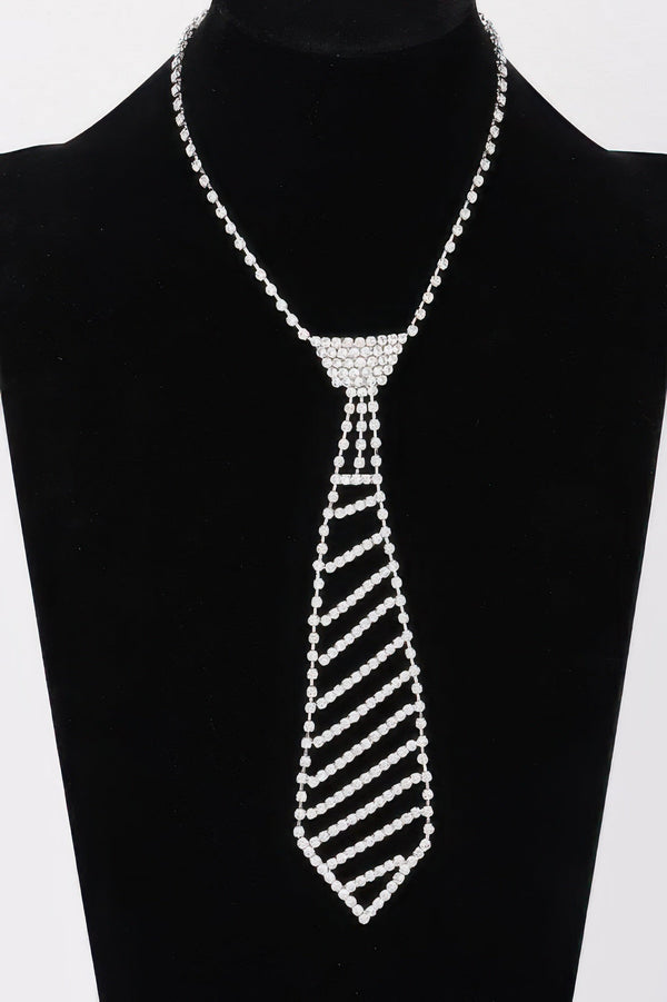 Rhinestone Necktie Necklace - | SmartBuyApparel