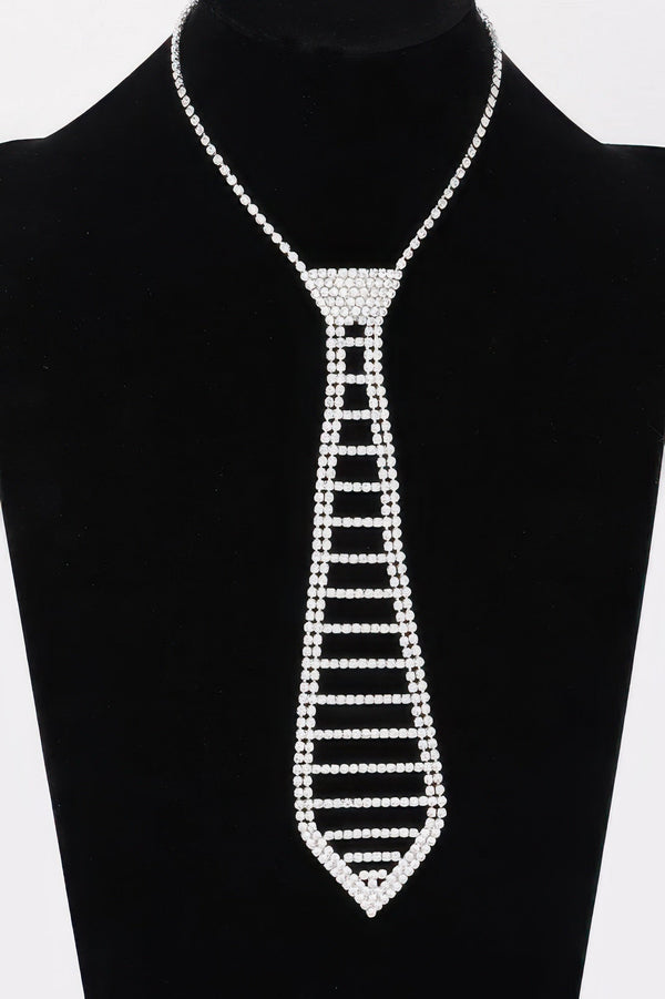 Rhinestone Necktie Necklace - | SmartBuyApparel