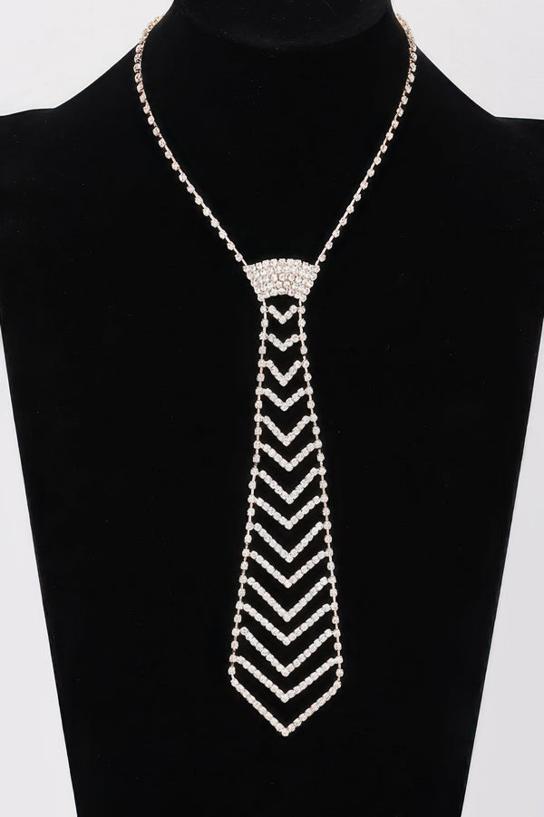 Rhinestone Necktie Necklace - | SmartBuyApparel