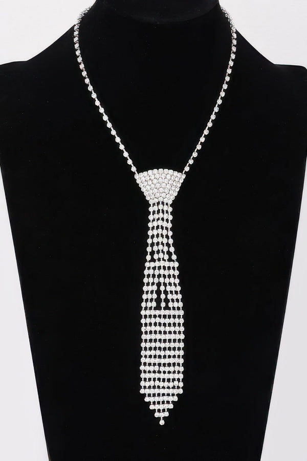Rhinestone Necktie Necklace - | SmartBuyApparel