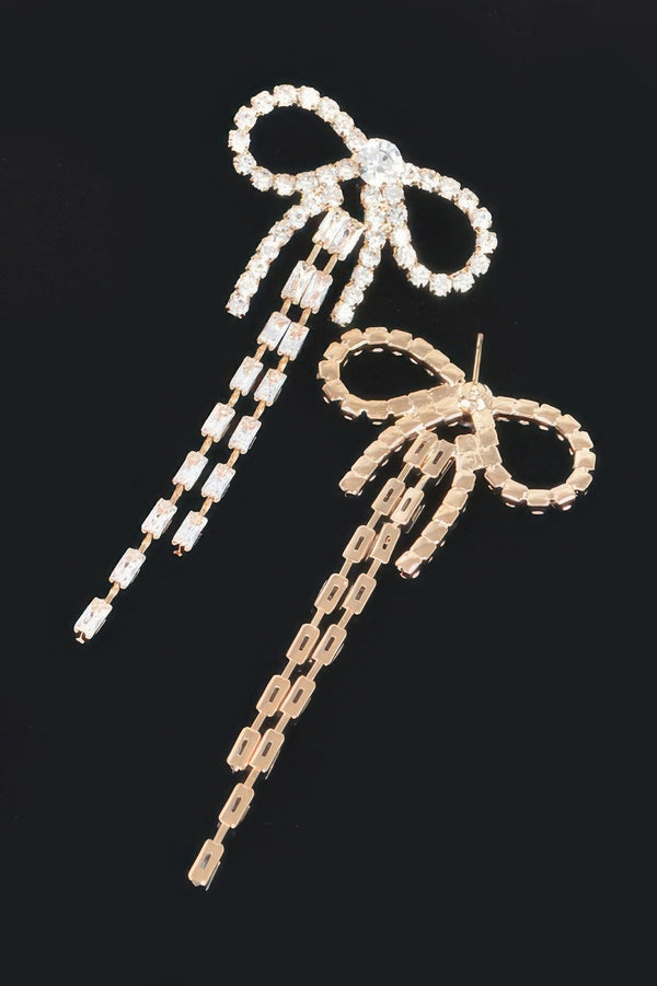 Rhinestone Ribbon Earring - Jewelry - SmartBuyApparel