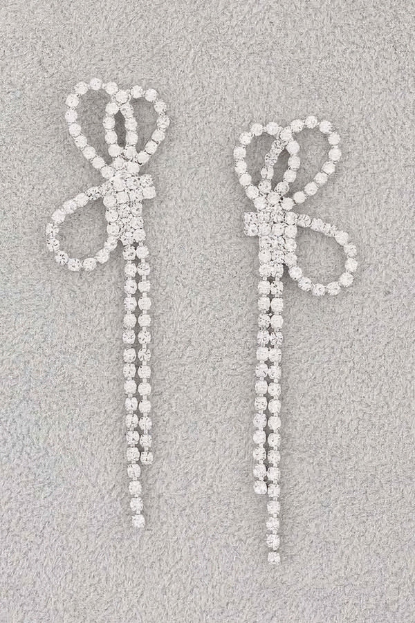 Rhinestone Ribbon Earrings - | SmartBuyApparel