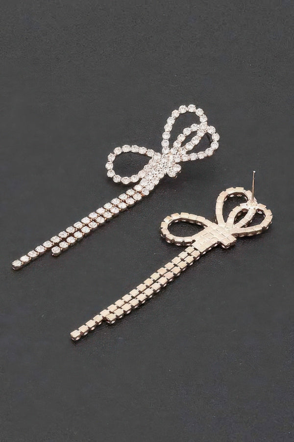 Rhinestone Ribbon Earrings - | SmartBuyApparel