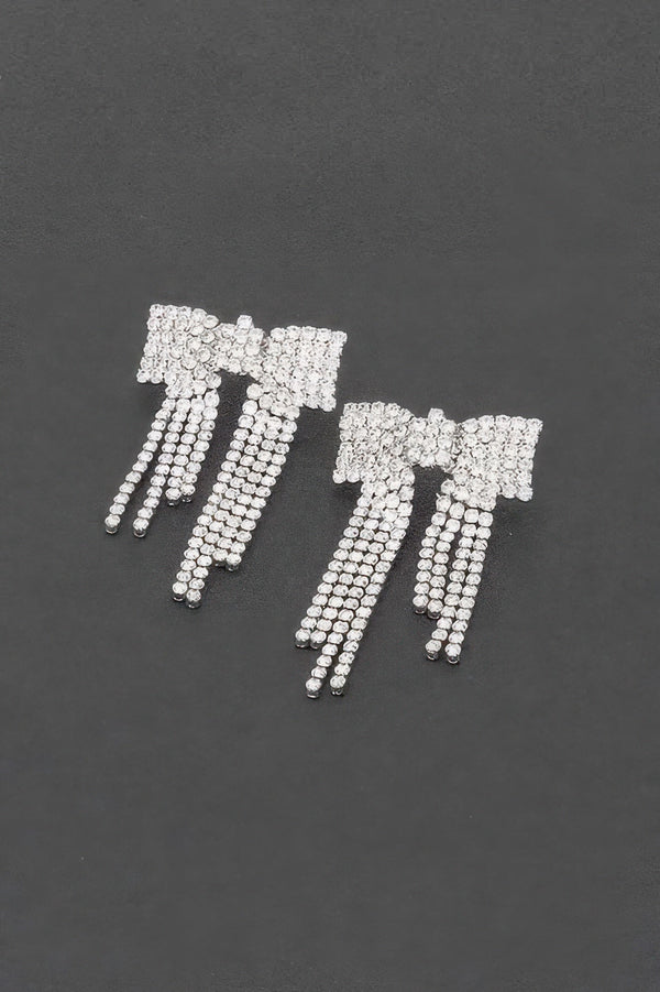 Rhinestone Ribbon Earrings - | SmartBuyApparel