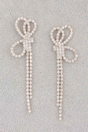 Rhinestone Ribbon Earrings - | SmartBuyApparel