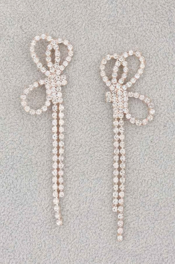 Rhinestone Ribbon Earrings - | SmartBuyApparel