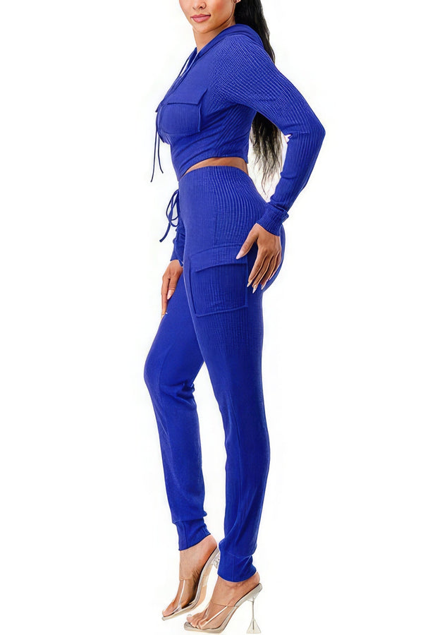 Rib Cargo Hoodie Set - Hoodie - SmartBuyApparel