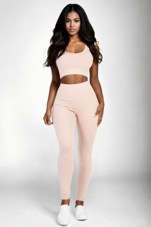 Ribbed Crop Top & Leggings Set - Women's set - SmartBuyApparel