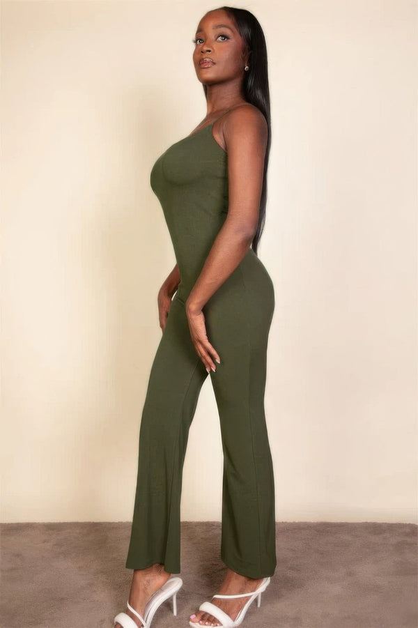 Ribbed sleeveless wide leg jumpsuit - Jumpsuit - SmartBuyApparel