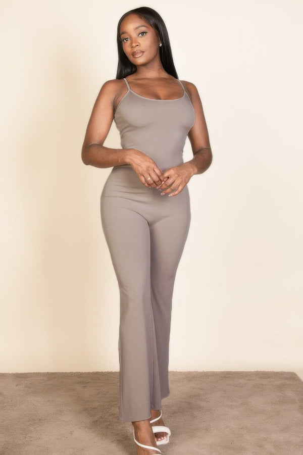 Ribbed Sleeveless Wide Leg Jumpsuit - Jumpsuit - SmartBuyApparel