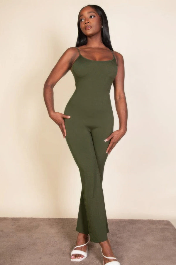 Ribbed sleeveless wide leg jumpsuit - Jumpsuit - SmartBuyApparel