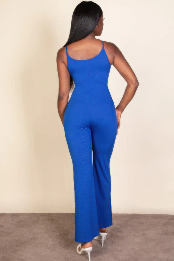 Ribbed sleeveless wide leg jumpsuit - Jumpsuit - SmartBuyApparel