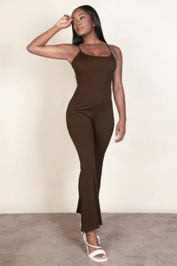 Ribbed sleeveless wide leg jumpsuit - Jumpsuit - SmartBuyApparel