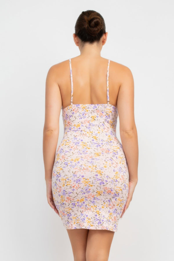 Ruched Floral Cami Dress - Dress - SmartBuyApparel