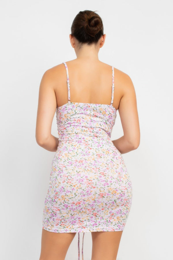 Ruched Floral Cami Dress - Dress - SmartBuyApparel