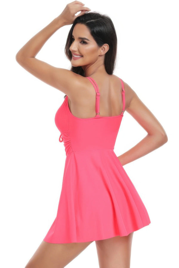 Ruched Waist Band One Piece Drawstring Swimsuit - | SmartBuyApparel