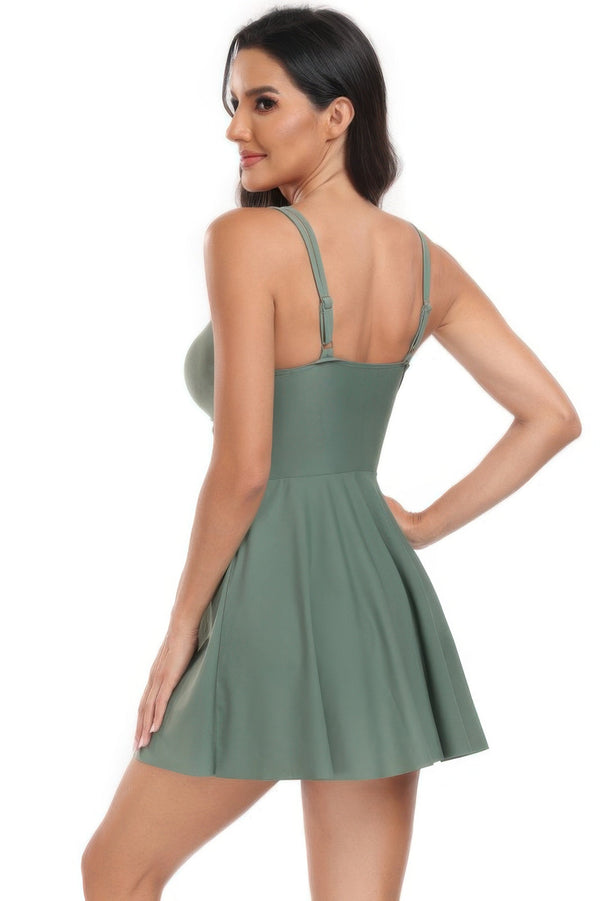 Ruched Waist Band One Piece Drawstring Swimsuit - | SmartBuyApparel