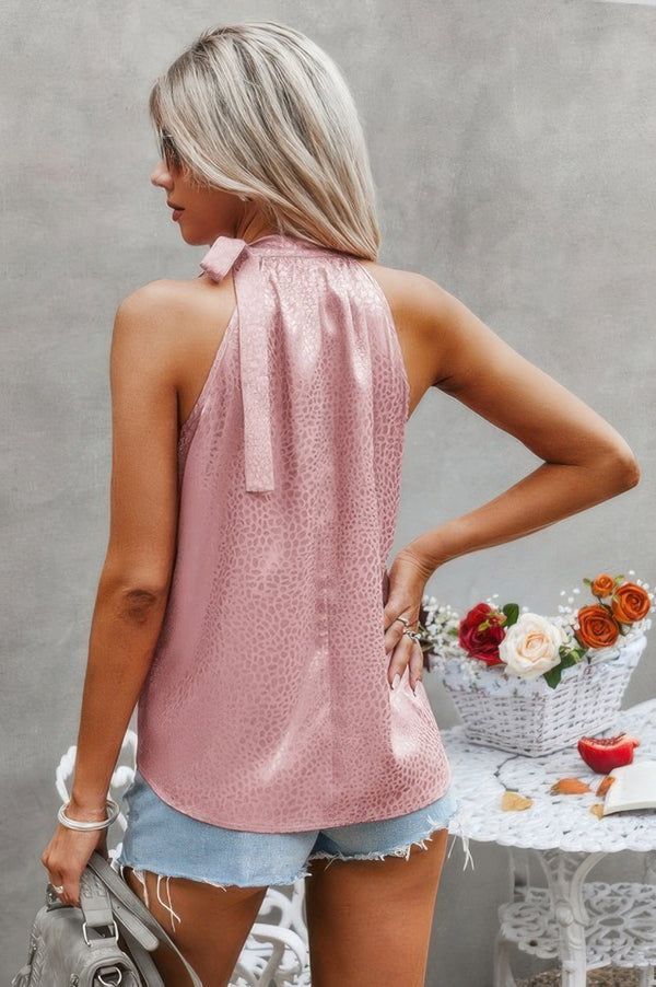 Satin Leopard Halter Tank Spaghetti Strap Cami Shi - | SmartBuyApparel