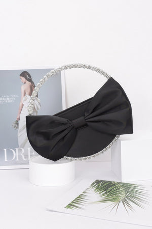 Satin Ribbon Round Rhinestone Metal Clutch - | SmartBuyApparel