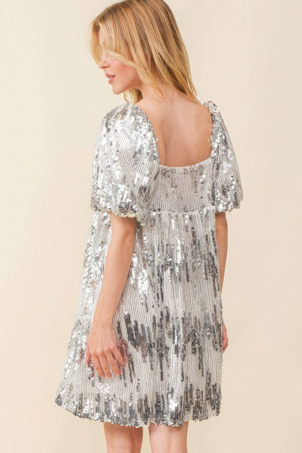 Sequin Babydoll Mini Dress - Dress - SmartBuyApparel
