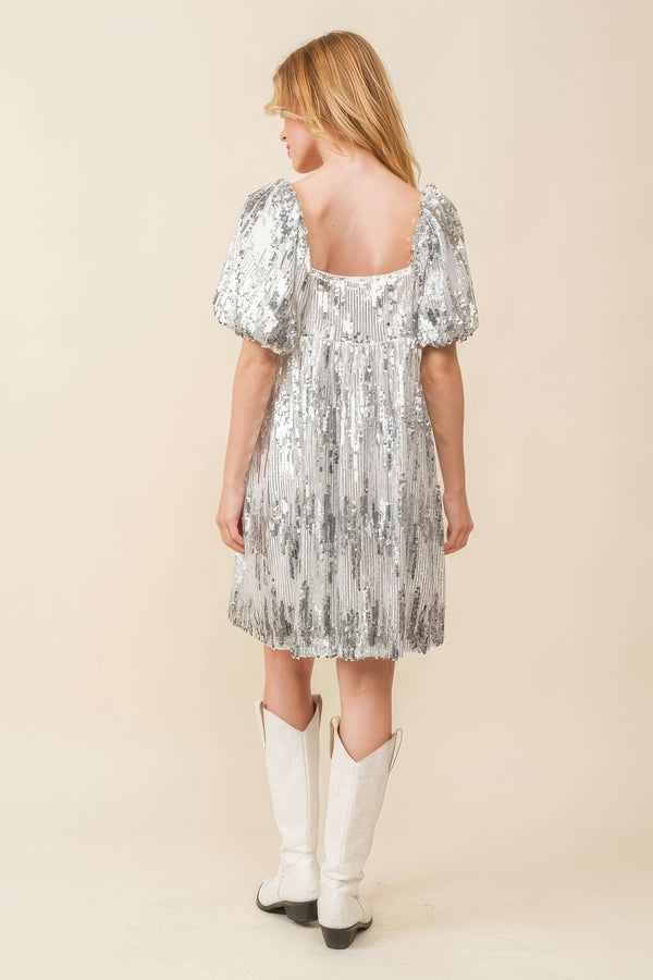 Sequin Babydoll Mini Dress - Dress - SmartBuyApparel