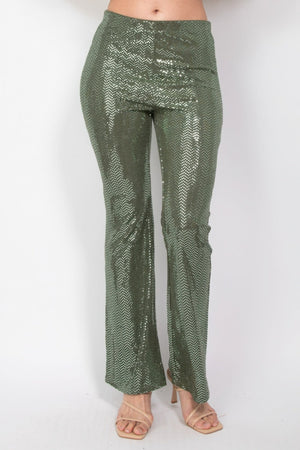 Sequined Fit & Flare Midrise Pants - Women's Pants - SmartBuyApparel