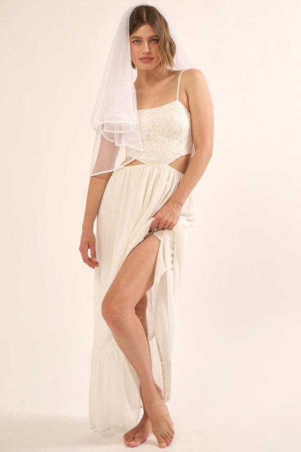 Sheer Chiffon Floral Lace Maxi Dress - Type: Dress - SmartBuyApparel