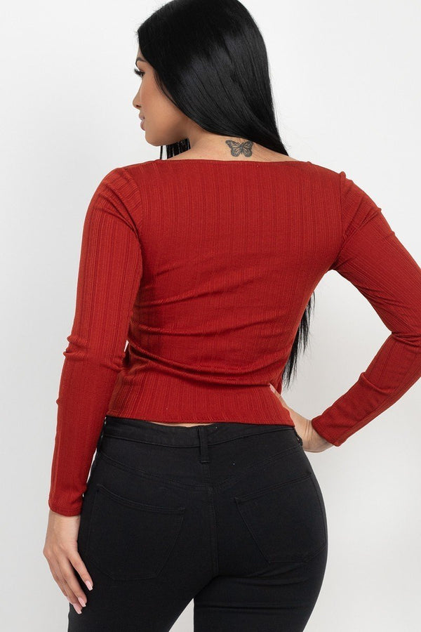 Shirred Square Neck Top - Top - SmartBuyApparel