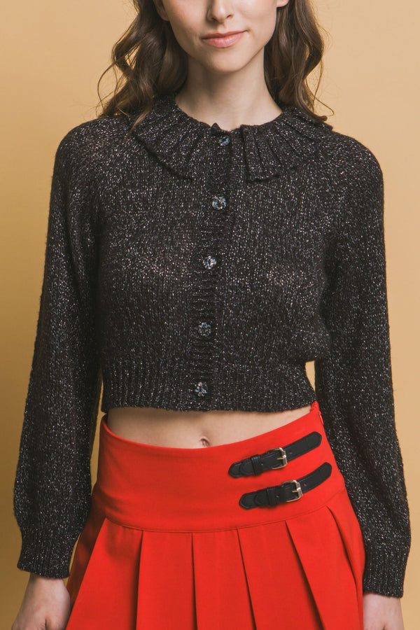 Short collard sweater - Women's sweater - SmartBuyApparel