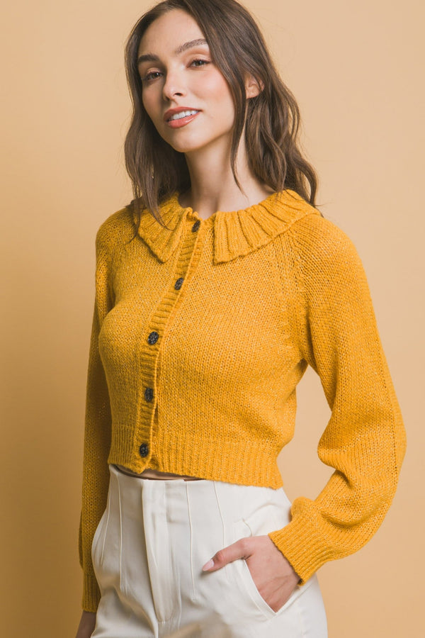 Short collard sweater - Women's sweater - SmartBuyApparel