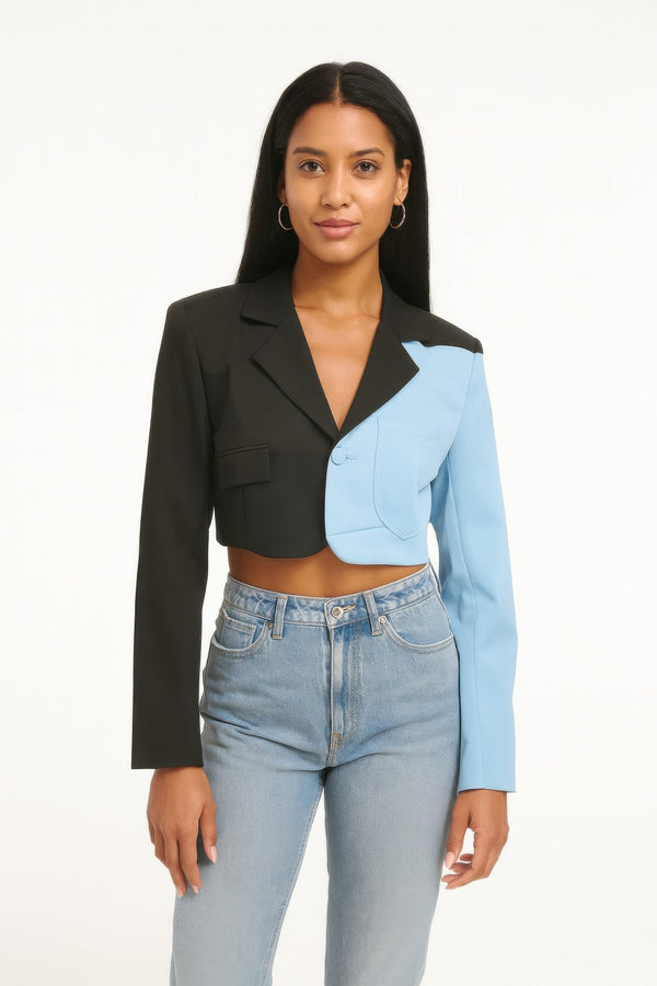 Short Color Block Blazer - Blazer - SmartBuyApparel