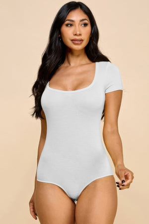 Short Sleeve V - neck Basic Bodysuit - | SmartBuyApparel
