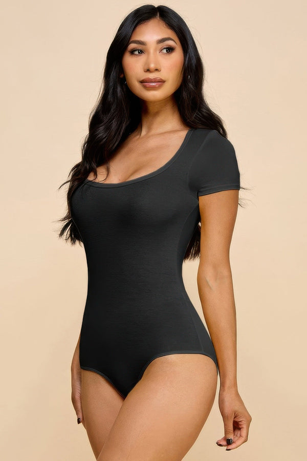 Short Sleeve V - neck Basic Bodysuit - | SmartBuyApparel