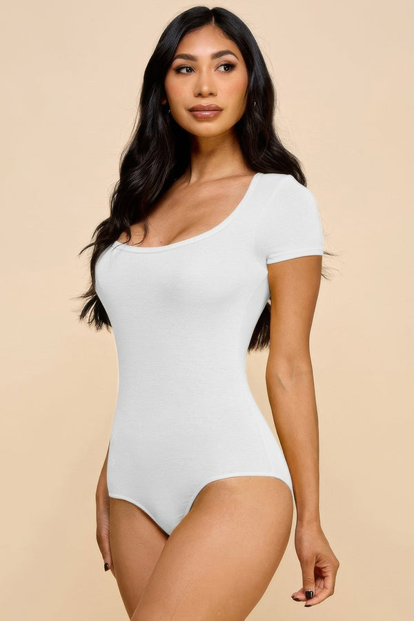 Short Sleeve V - neck Basic Bodysuit - | SmartBuyApparel