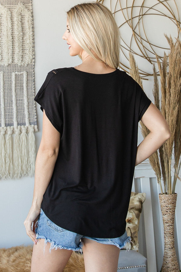 Short Sleeve V Neck Top - Women's top - SmartBuyApparel