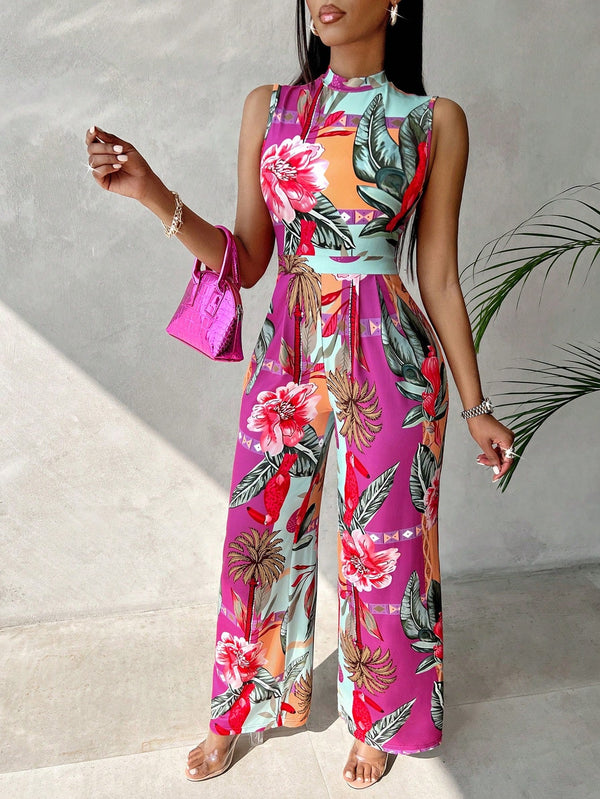 Slayr Women's Colorful Printed Wide Leg Jumpsuit For Summer - SmartBuyApparel - Women Jumpsuits