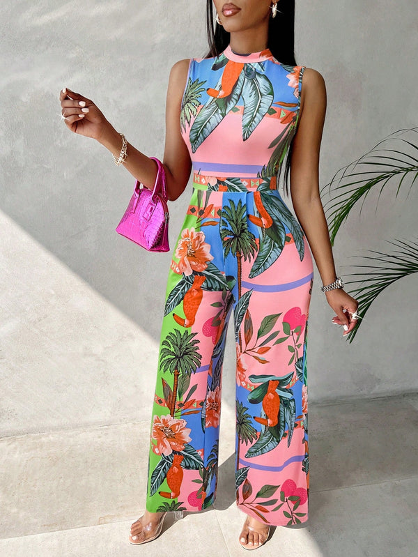 Slayr Women's Colorful Printed Wide Leg Jumpsuit For Summer - SmartBuyApparel - Women Jumpsuits