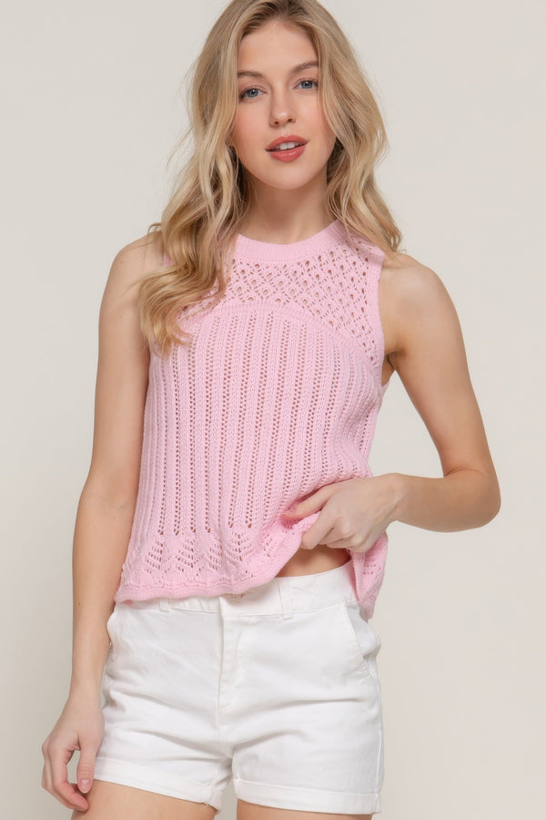 Sleeveless Crochet Spring Sweater - Sweater - SmartBuyApparel