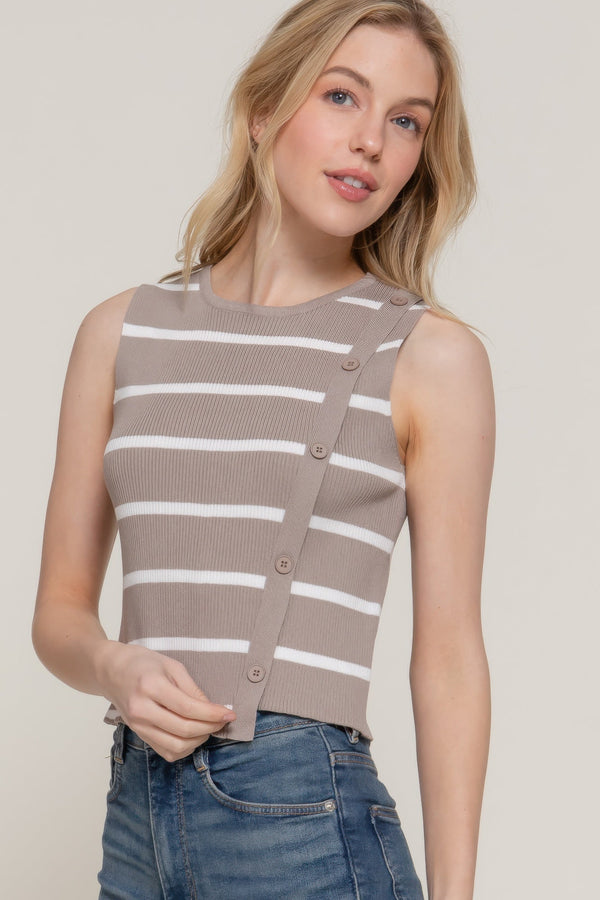 Sleeveless Diagonal Shape Stripe Spring Sweater - Sweater - SmartBuyApparel
