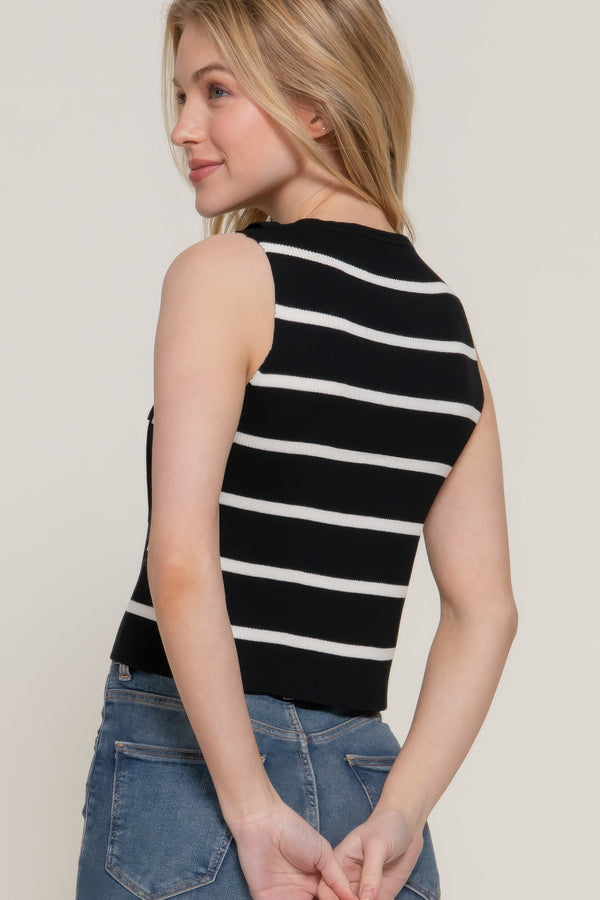 Sleeveless Diagonal Shape Stripe Spring Sweater - Sweater - SmartBuyApparel