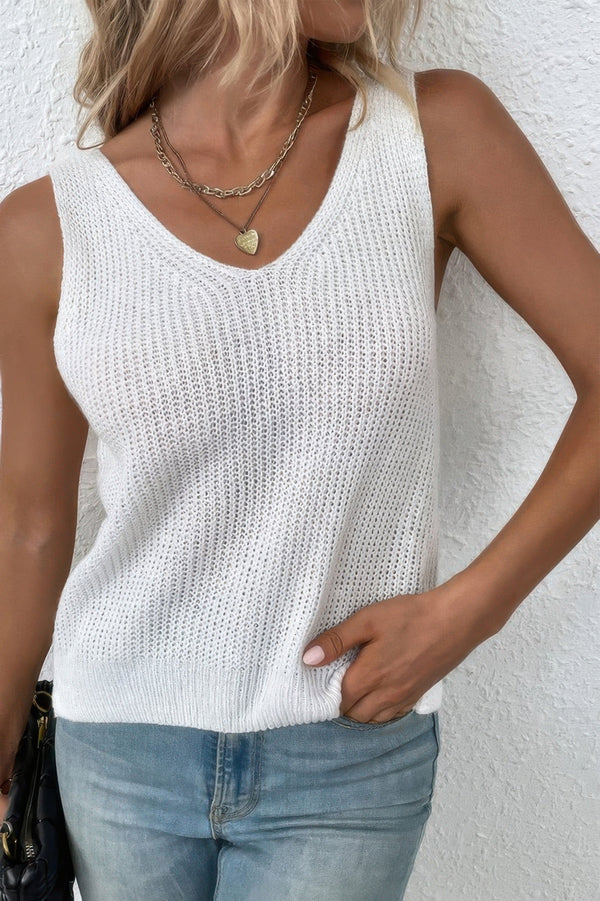 Sleeveless Knit Cross Back Vest - | SmartBuyApparel