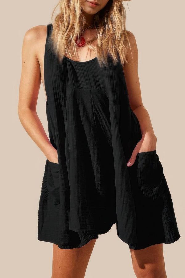 Solid A Line Pockets Low Back Knot Midi Dress - | SmartBuyApparel